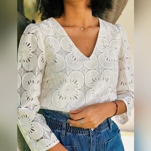 Berthie White/Ivory Lace Blouse